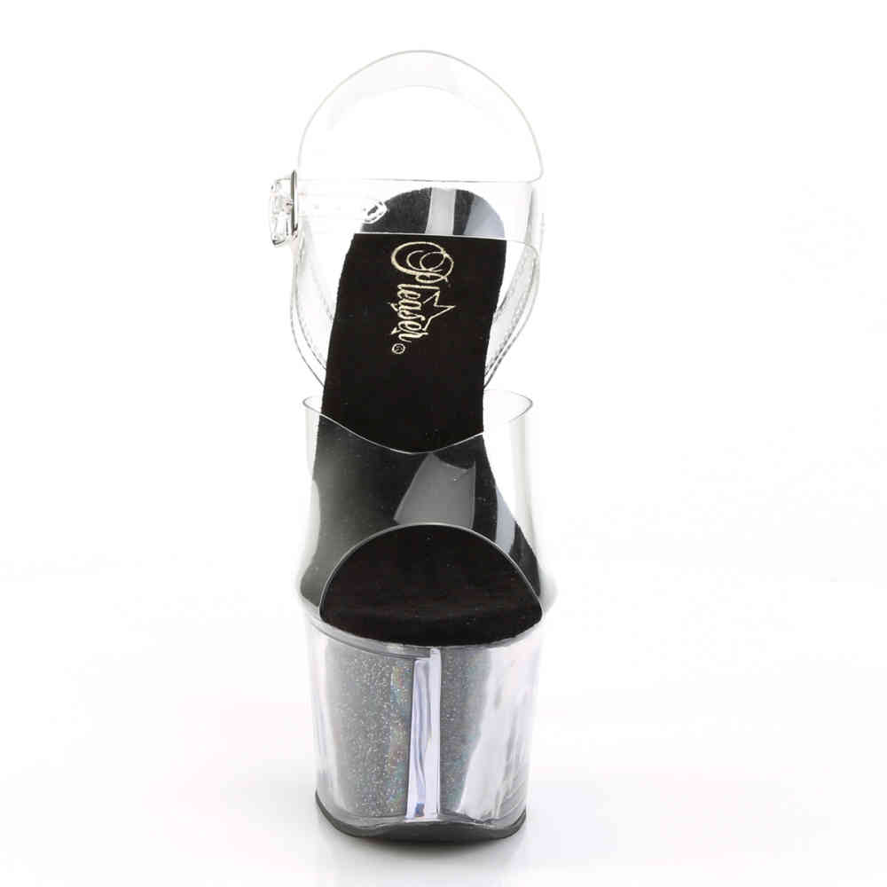 Pleaser - SKY-308G Ankle strap sandal, Pole dance shoes - Pole dance shoes - Black/Transparent